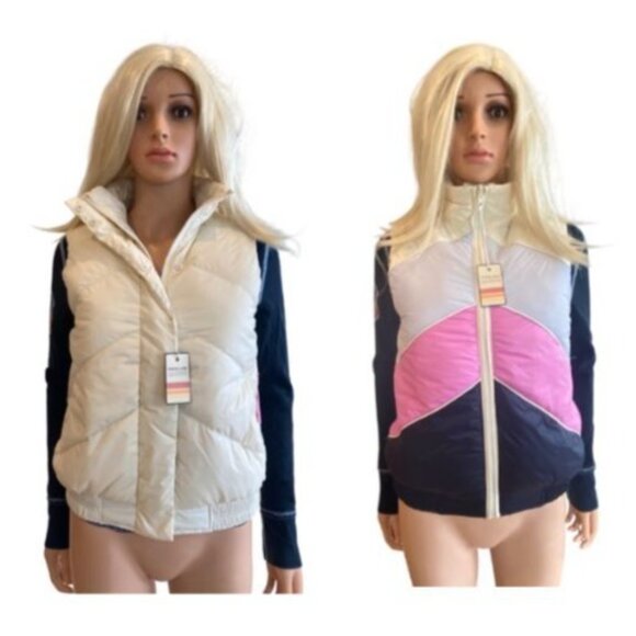Marine Layer Jackets & Blazers - NWT Marine Layer XS Reversible Antuco Puffer Vest Ivory Pink colorblock $158